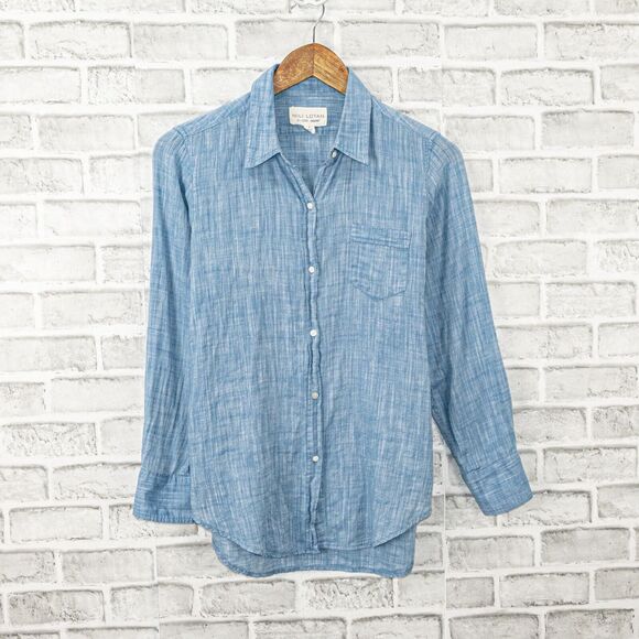 NILI LOTAN Women's Long Sleeve Button up Shirt lightweight blue cotton Sz S - Picture 1 of 7